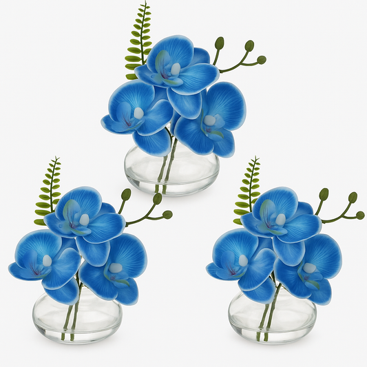 Faux Blue Orchids - Set of 3
