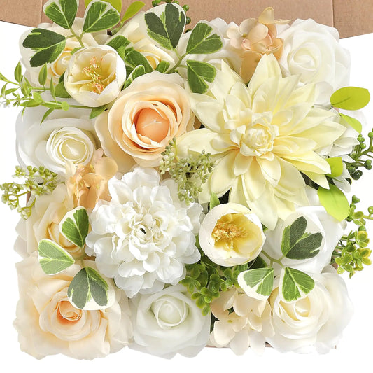 Artificial Flowers Combo Box - Champagne White