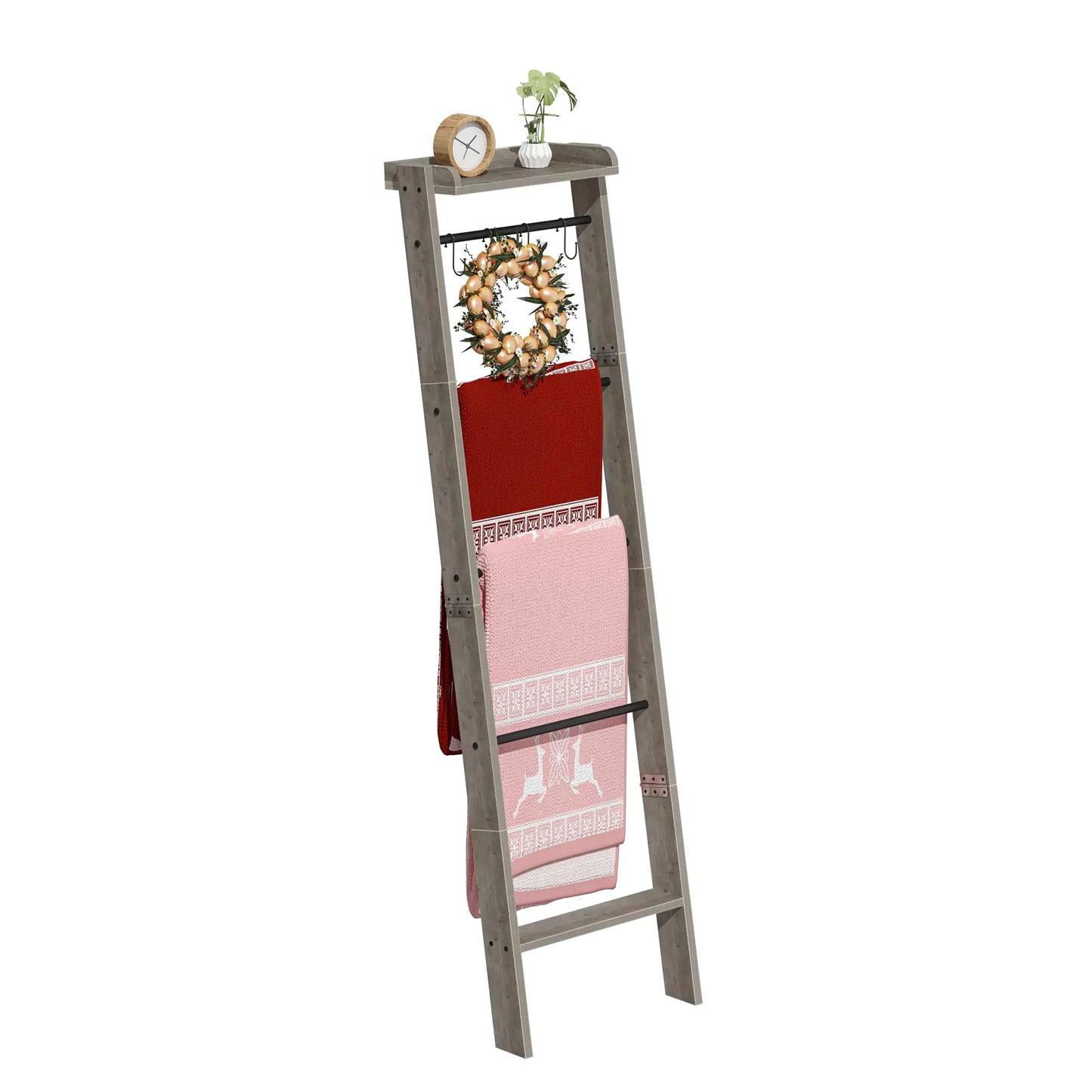 Blanket Ladder Shelf - 6-Tier Farmhouse Ladder Holder Organizer