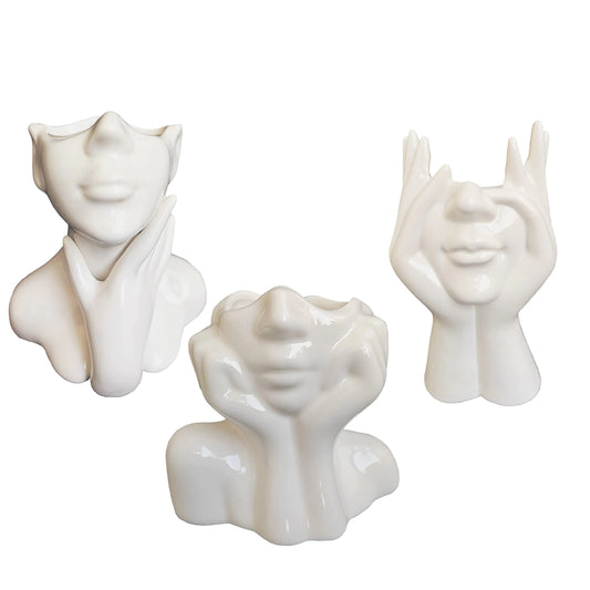 White Ceramic Head Vases