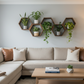Plant-Optimized Hexagon Floating Shelves - Handcrafted Wood Display for Plant Parents (9.25" Deep)