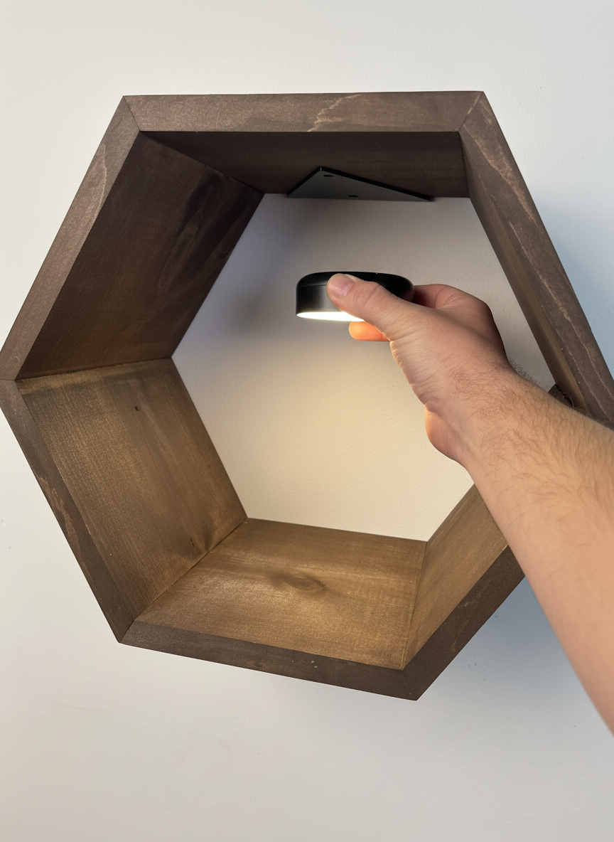 Rechargeable Magnetic Lights for Hexagon Shelves - 3 Pack