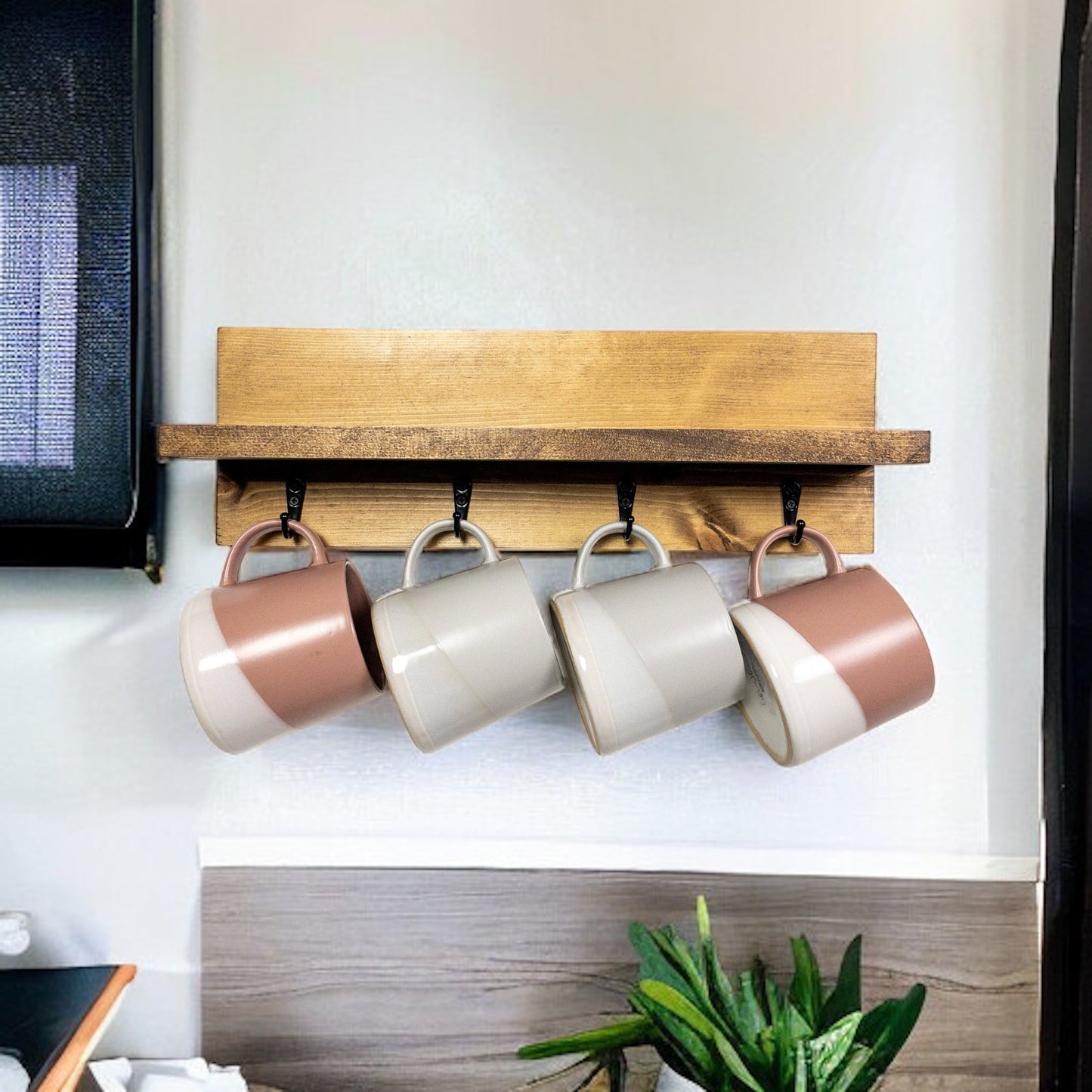 Rustic Coffee Mug Rack