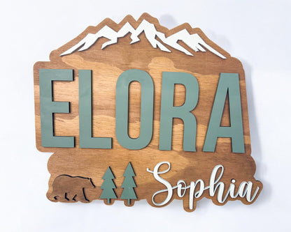 Nursery Name Sign - Personalized Woodland Theme Sign