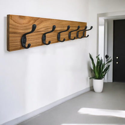Solid Oak Wood Coat Rack