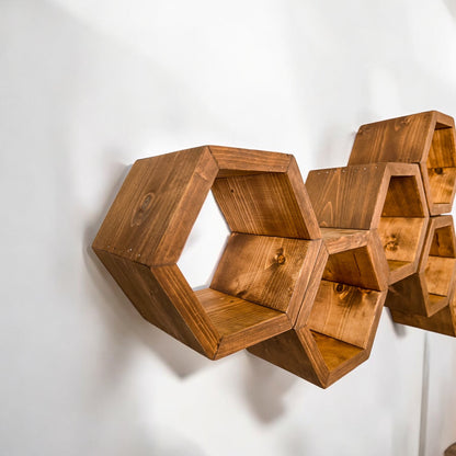 Mini Hexagon Wall Shelves, Set of 6