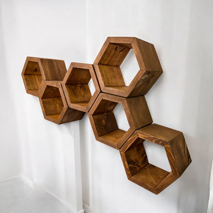 Mini Hexagon Wall Shelves, Set of 6
