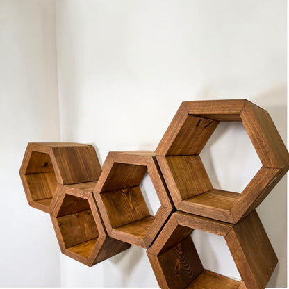 Mini Hexagon Wall Shelves, Set of 6