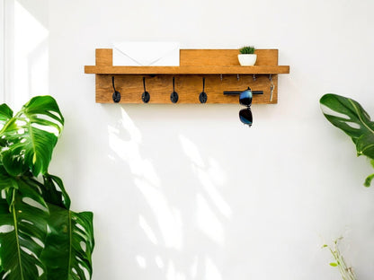 Wall Mounted Key Rack with Mail Holder - 24"