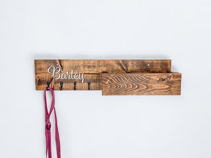 Personalized Dog Leash Holder with Shelf