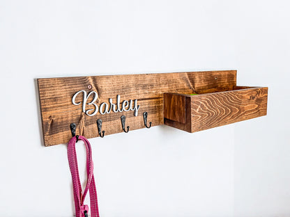 Personalized Dog Leash Holder with Shelf