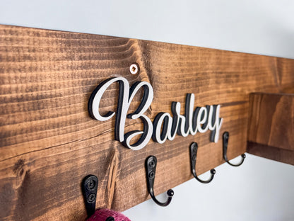 Personalized Dog Leash Holder with Shelf