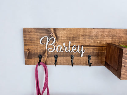 Personalized Dog Leash Holder with Shelf