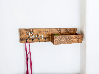 Personalized Dog Leash Holder with Shelf