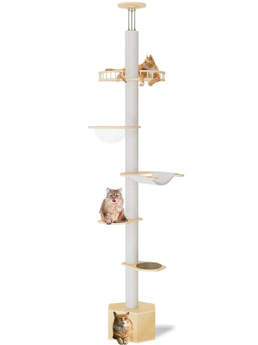 Floor to Ceiling Cat Tower - 7 Level - Adjustable Height (86-118 Inch)