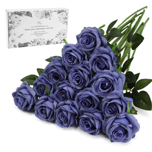 Artificial Rose Flowers -Blue - 16 Pcs