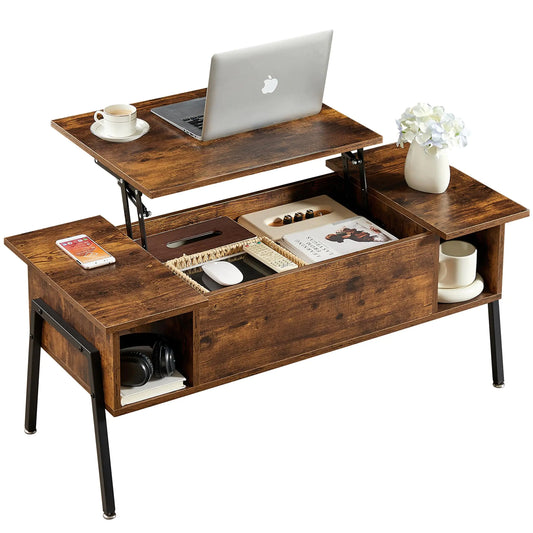 Wood Lift Top Coffee Table with Hidden Compartment