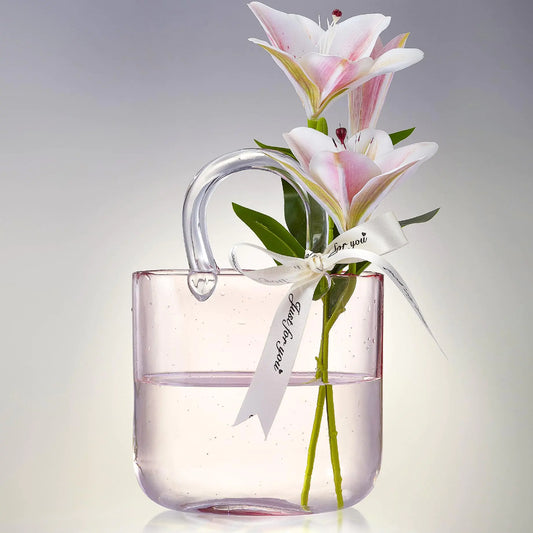Glass Bag Vase, Purse Vase