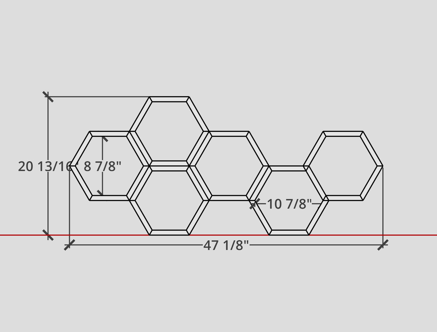 Hexagon Wall Shelves, Set of 6 Hexagon Shelves - 3.5" Depth