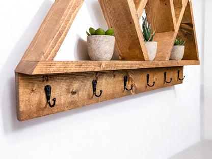 5-Peak Mountain Shelf with Hooks - 27" x 17"