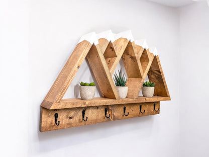 5-Peak Mountain Shelf with Hooks - 27" x 17"