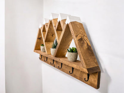 5-Peak Mountain Shelf with Hooks - 27" x 17"