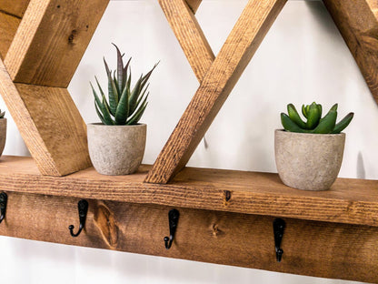 5-Peak Mountain Shelf with Hooks - 27" x 17"