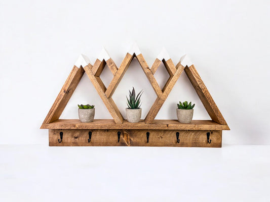 5-Peak Mountain Shelf with Hooks - 27" x 17"