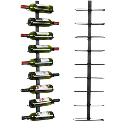 Wall Mounted Wine Rack: 9-Bottle Metal Wine Holder - Wall Wine Storage Organizer Shelf