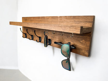 Wall Mounted Key Rack with Mail Holder - 24"