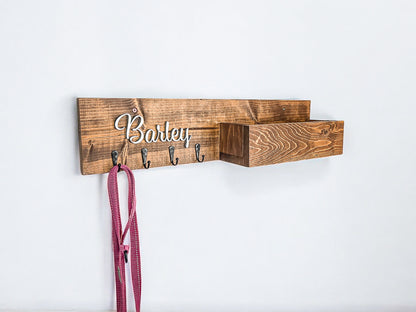Personalized Dog Leash Holder with Shelf
