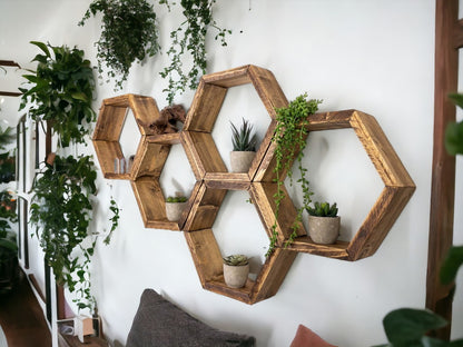 Set of 5 Hexagon Shelves - 3.5" Depth