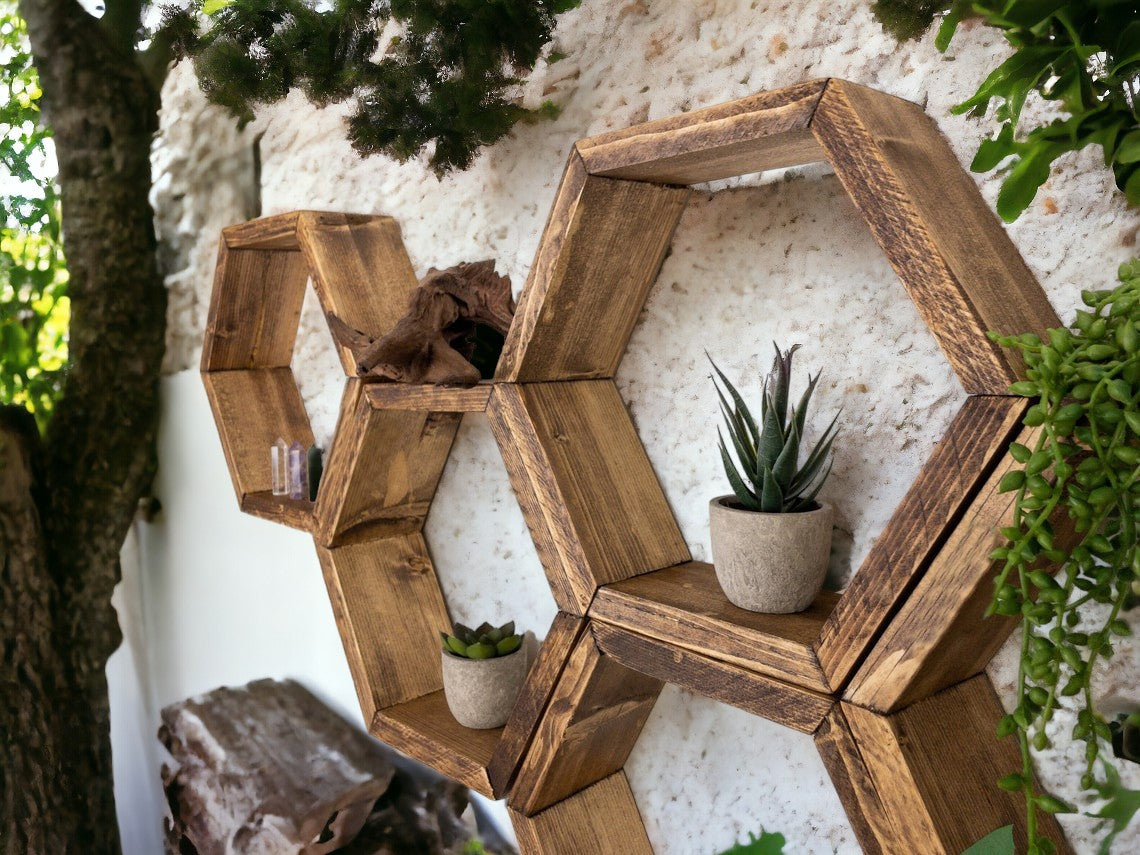 Set of 4 Hexagon Shelves - 3.5" Depth