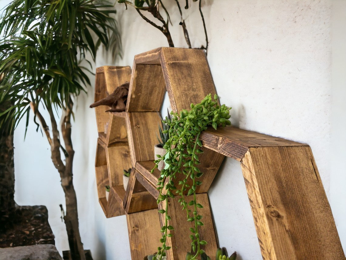 Set of 4 Hexagon Shelves - 3.5" Depth