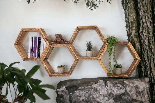 Set of 4 Hexagon Shelves - 3.5" Depth