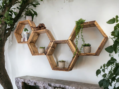 Set of 4 Hexagon Shelves - 3.5" Depth