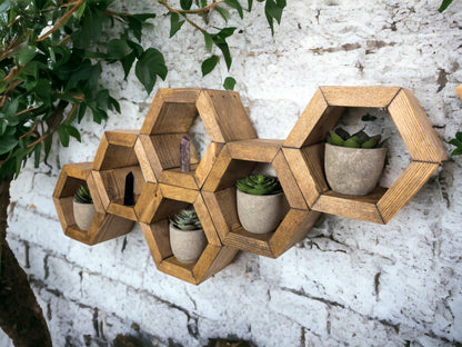 Mini Wood Hexagon Shelves