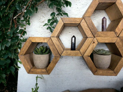Mini Wood Hexagon Shelves