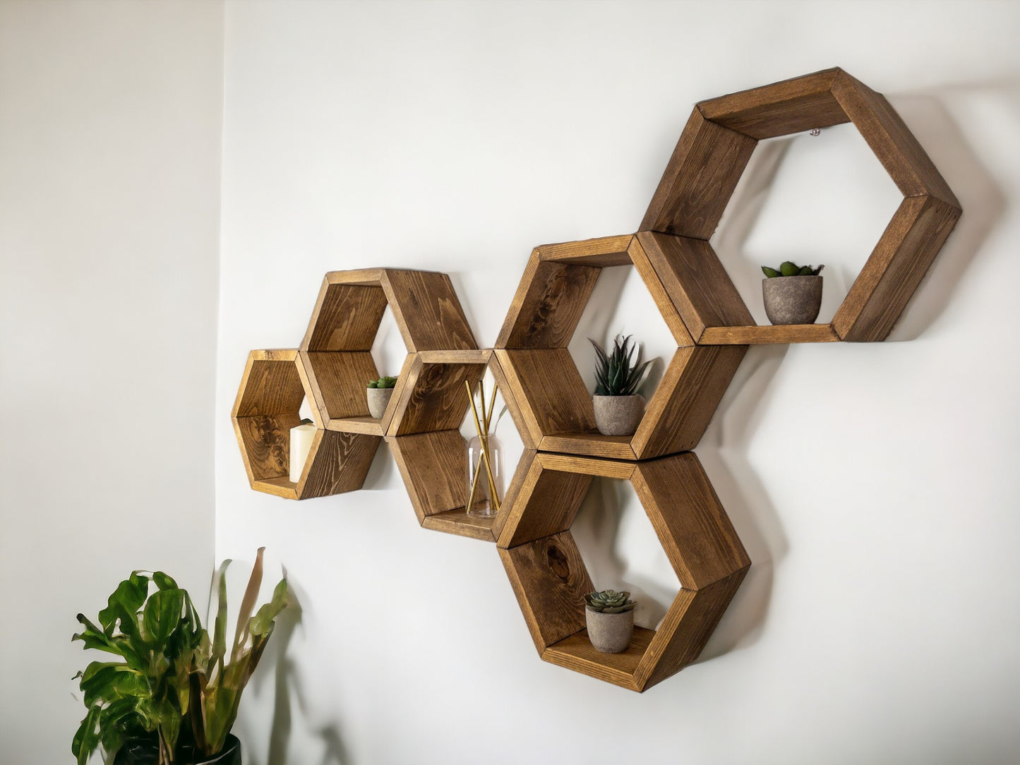 Hexagon Wall Shelves Set - 5.5'' Depth