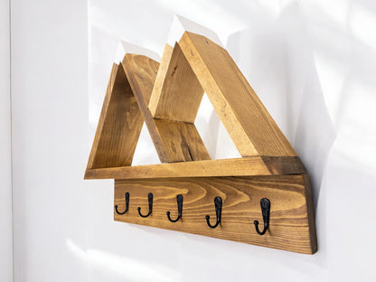 2-Peak Mountain Shelf with Coat Hooks