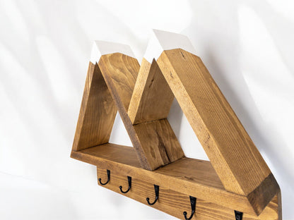 2-Peak Mountain Shelf with Coat Hooks