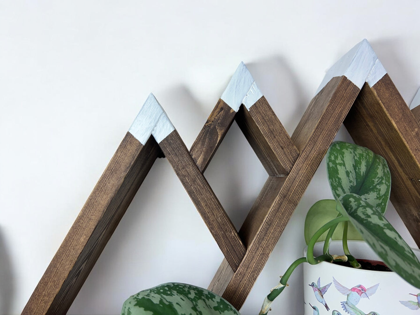 Wood Wall Mounted Coat Rack, Mountain Shelf with Heavy Duty Hooks - 27" x 17"