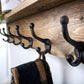 Wood Wall Mounted Coat Rack, Mountain Shelf with Heavy Duty Hooks - 27" x 17"