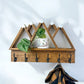 Wood Wall Mounted Coat Rack, Mountain Shelf with Heavy Duty Hooks - 27" x 17"