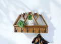 Wood Wall Mounted Coat Rack, Mountain Shelf with Heavy Duty Hooks - 27" x 17"