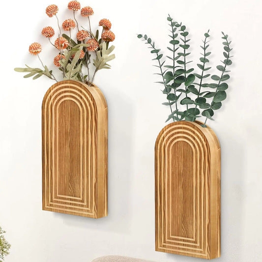 Boho Wood Wall Planters (2 pack)