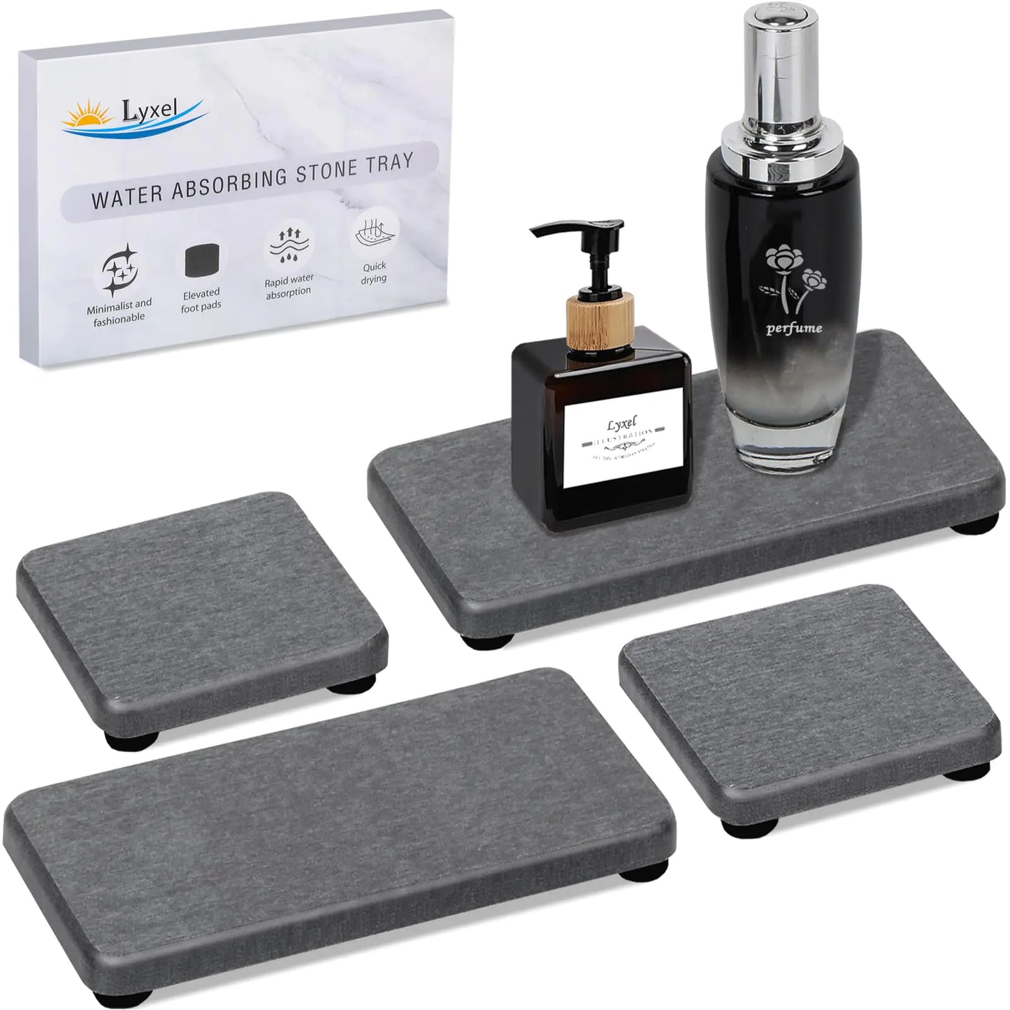 Water Absorbing Stone Trays for Sink - Fast Drying Stone - Sink Tray Water Absorbent Diatomite Tray Stone Soap Tray Diatomaceous Coaster Stone Drying Trays for Bathroom Sink and Kitchen Counter