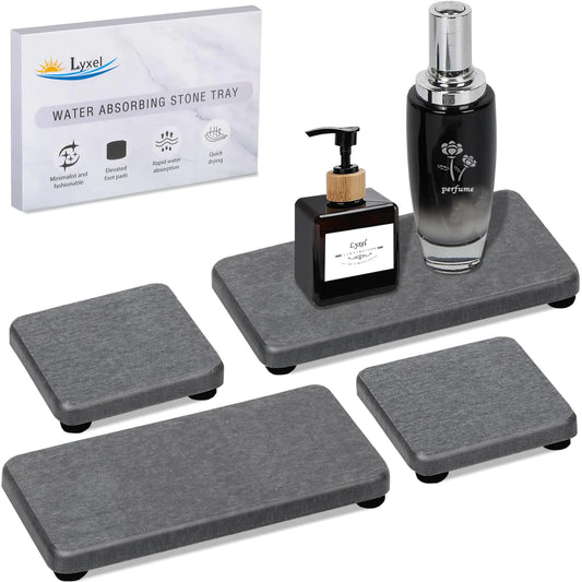 Water Absorbing Stone Trays for Sink - Fast Drying Stone - Sink Tray Water Absorbent Diatomite Tray Stone Soap Tray Diatomaceous Coaster Stone Drying Trays for Bathroom Sink and Kitchen Counter