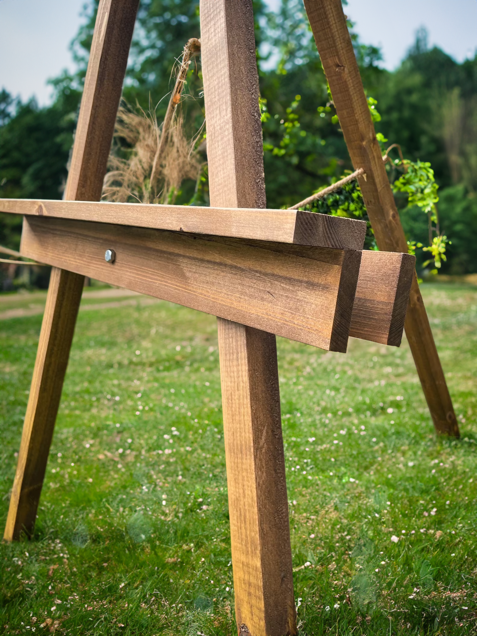 Wooden Floor Easel with Adjustable Shelf - Wedding Sign Display