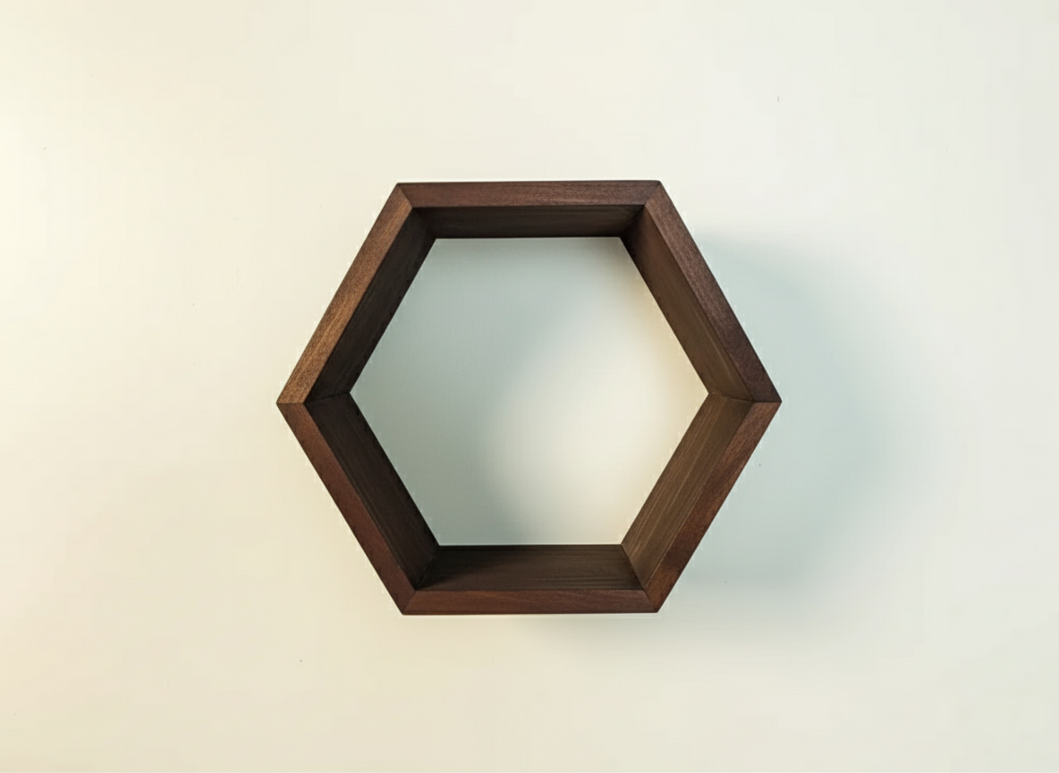 Plant-Optimized Hexagon Floating Shelves - Handcrafted Wood Display for Plant Parents (9.25" Deep)